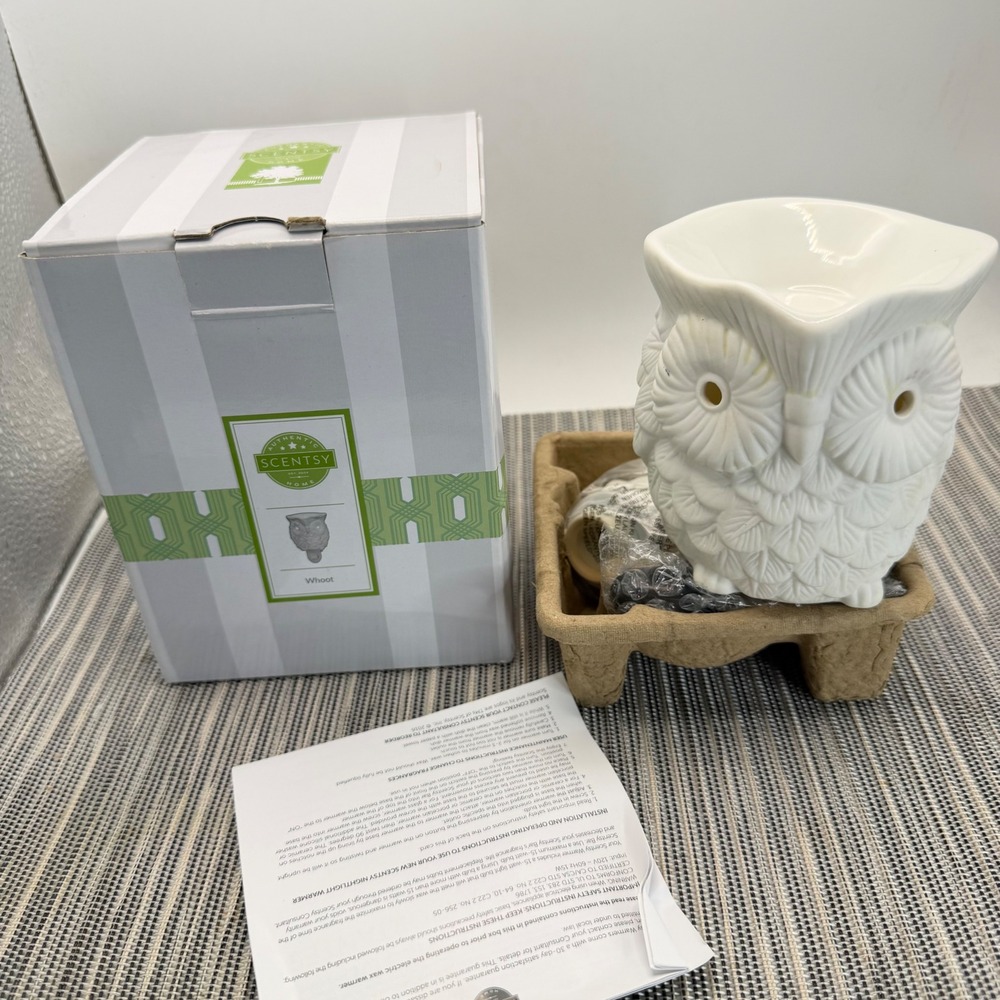 Scentsy Whoot Owl Electric Wax Warmer White Ceramic Plug In Fragrance Light